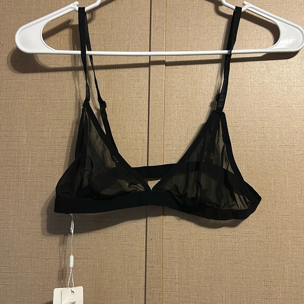 Boho Black Mesh Bralette Bra Large NWT